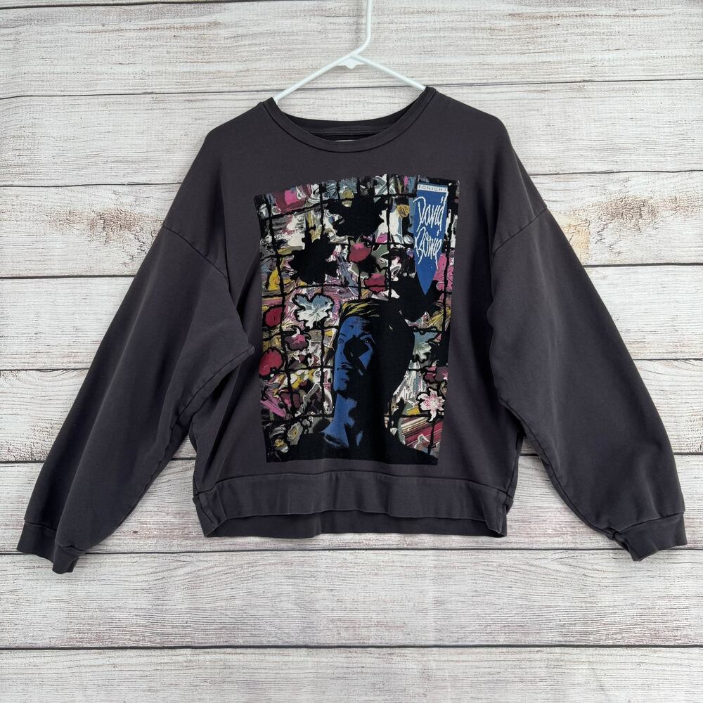 Mother X Bowie The Rowdy Wash Tonight Gray Graphic Sweatshirt‎ M Band Crewneck